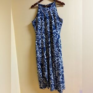 Chaps Blue and White Patterned Dress Size L Large NWT’s